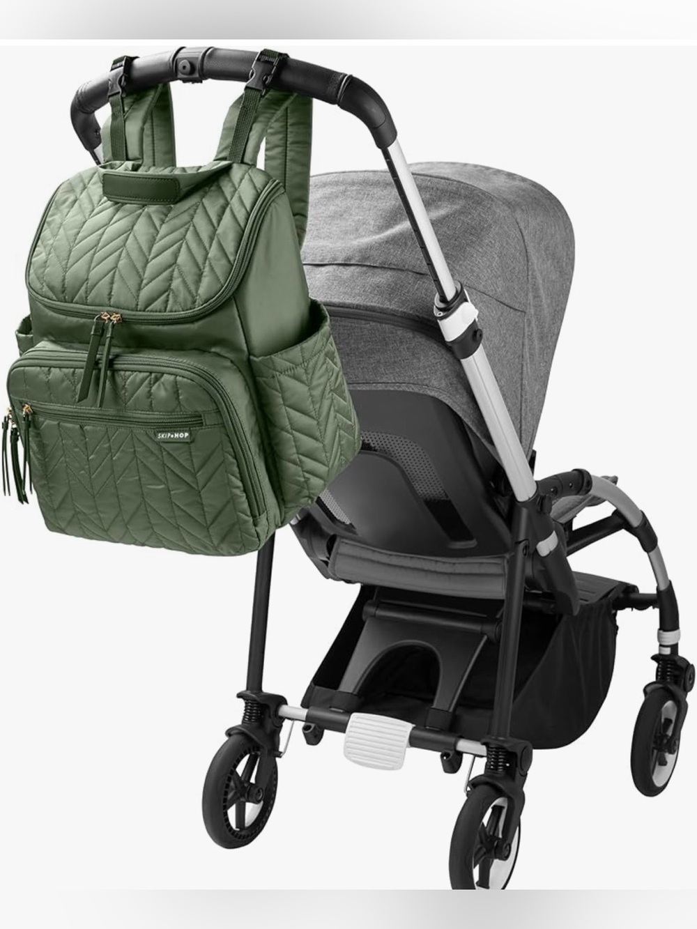 NWT - Skip Hop Quilted Sage Backpack with Gold Hardware - Picture 4 of 6